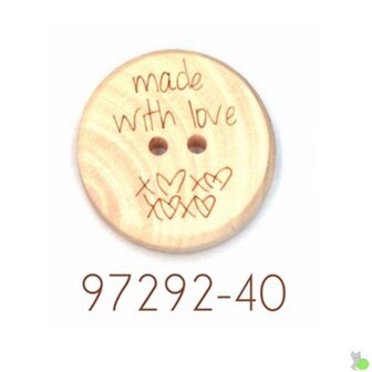Bouton en bois &quot;Made with Love&quot; - taille 40