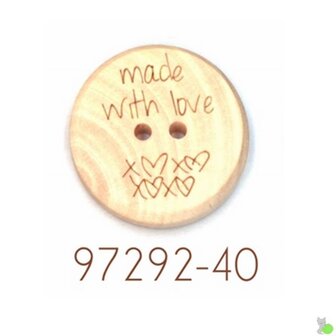 Houten knoop &quot;Made with Love&quot; - maat 40