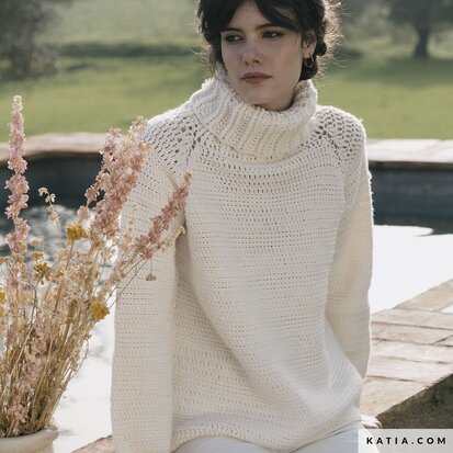 Merino Aran - pull crocheté taille 38-40