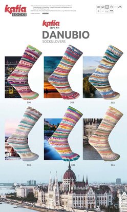 DANUBIO SOCKS 303 Bleu pastel-Rose clair-Marron clair-Lilas clair