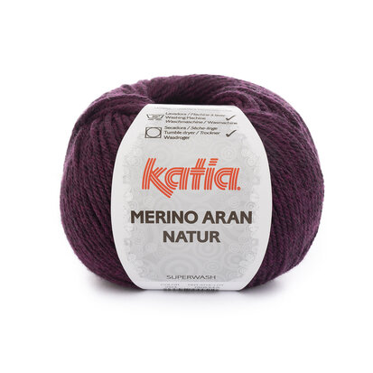 Merino Aran Natur 204 Fuchsia-zwart