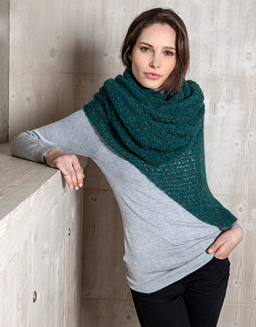 Breipakket driehoeksjaal met Katia Air Alpaca