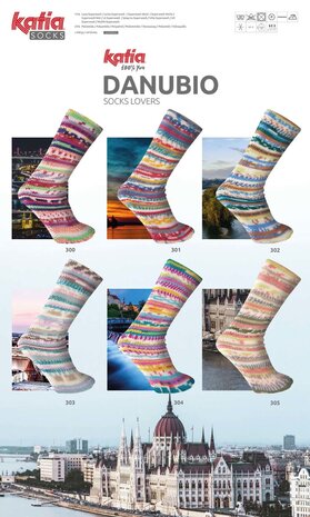 DANUBIO SOCKS 303 Bleu pastel-Rose clair-Marron clair-Lilas clair