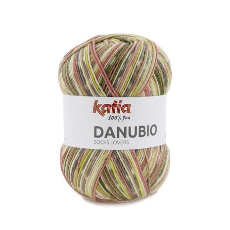 DANUBIO SOCKS 305 Donkergroen-Pistache-Bruin-Ivoorkleurig-Koraal