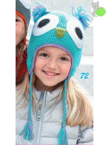 Kid's Cap Owl 72 Turquoise